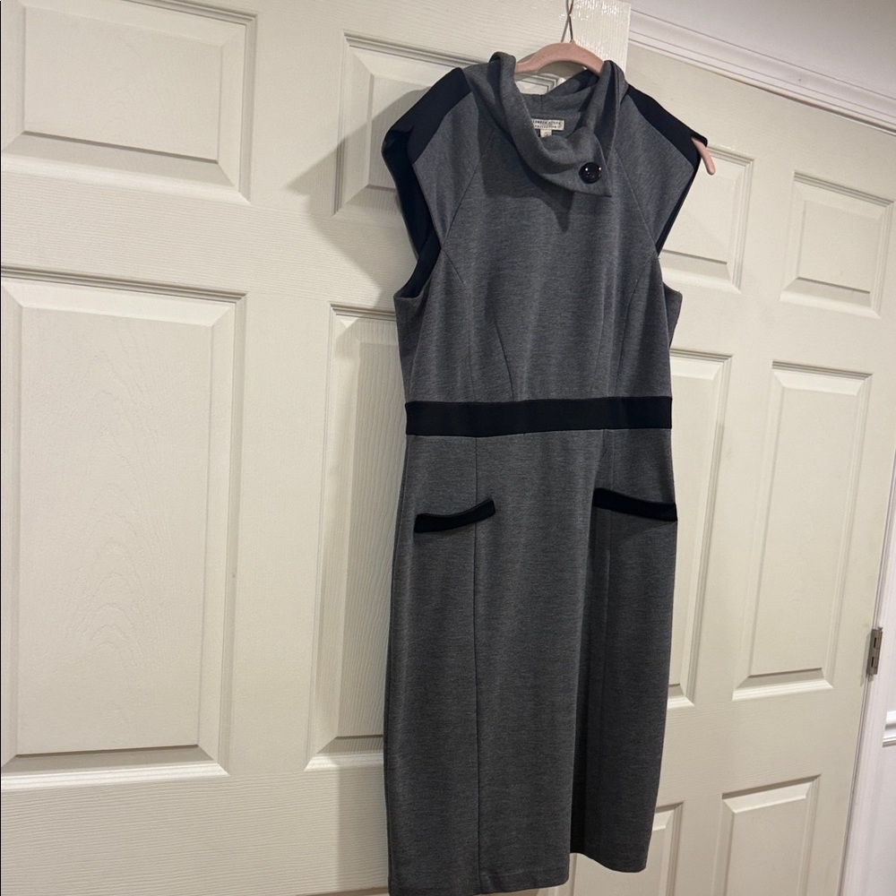 London Style Charcoal and Black Midi Dress
